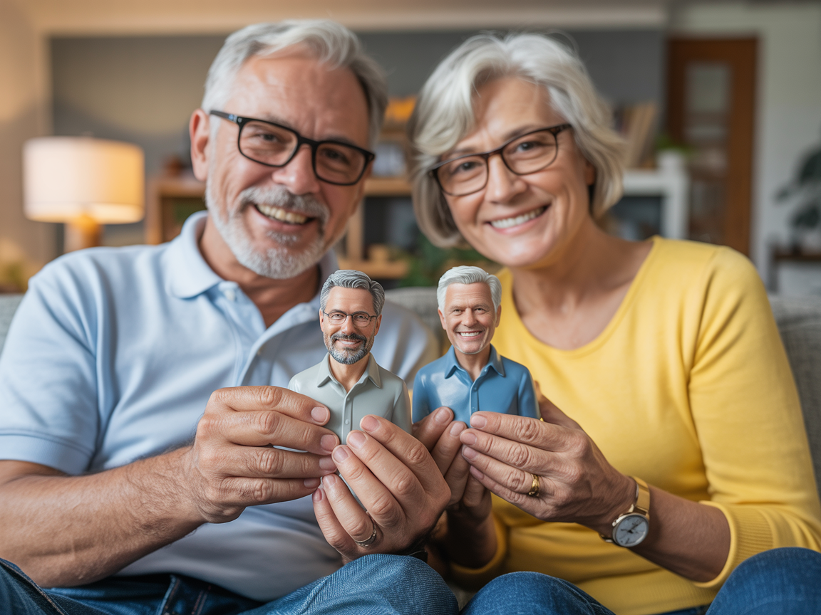 Grandparents with their 3D figures